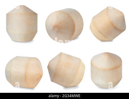 set of young drinking coconuts isolated on white Stock Photo