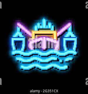 fishing boat neon glow icon illustration Stock Vector