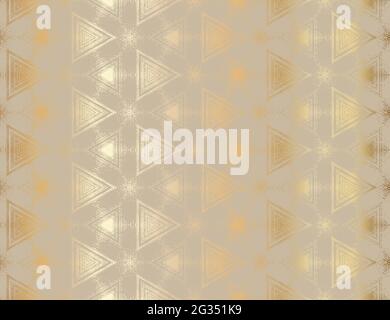 Abstract gold and beige textured kaleidoscopic hexagon pattern. Symmetrical geometric ornament for digital paper, wallpaper background design, various print cover. Vector illustration. Stock Vector