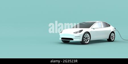 Charging Hydrogen Vehicle. Eco energy charging car concept 3d illustration. Stock Photo