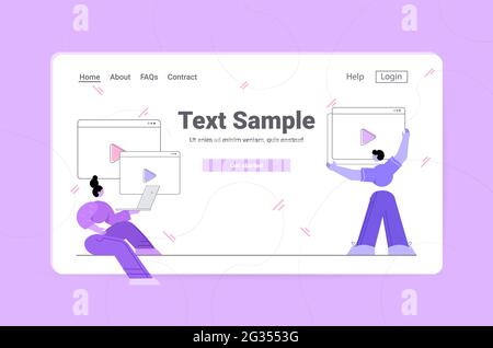 people creating video content multimedia production computer animation blogging concept Stock Vector
