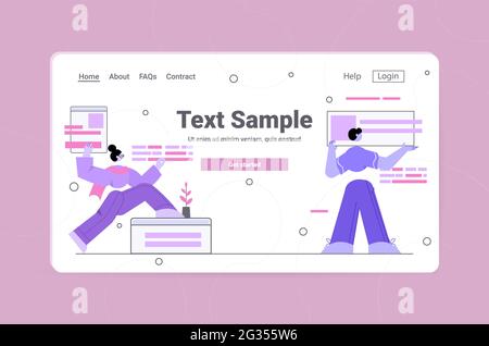 web developers creating program code development of software and programming concept Stock Vector