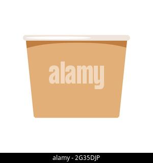 Paper cup container blank for ice cream or takeaway fast food isolated on white background. Stock Vector