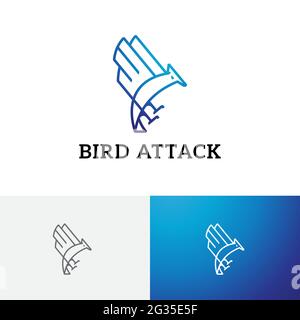 Eagle Hawk Falcon Bird Attack Pounce Prey Line Logo Stock Vector