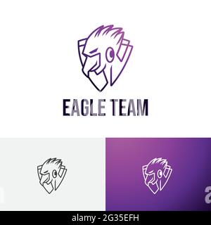 Eagle Hawk Falcon Strong Shield Game Esport Team Logo Stock Vector
