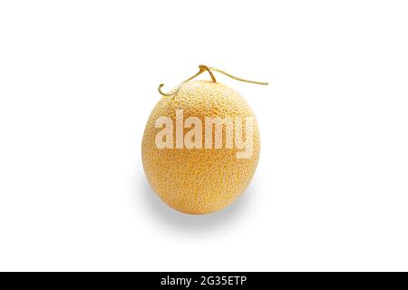 Melon or Cantaloupe on white background. Organic tropical fresh fruit. Stock Photo