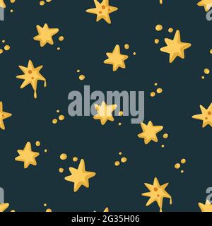Cute kids star seamless pattern background. Good night vector design illustration, sky astrology children art. Stock Vector