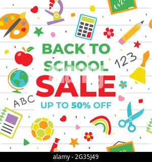 Back to school Sale illustration for poster and banner Stock Vector
