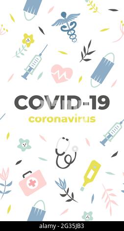 Covid background Vector coronavirus plant design for social media stories Stock Vector