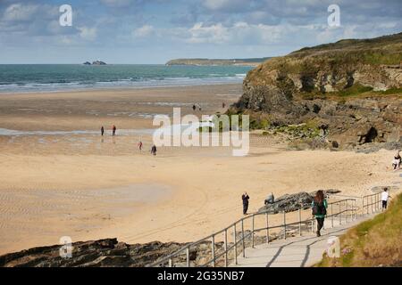 Cornish tourist destination Hayle, in St Ives Bay, Cornwall, England, Stock Photo