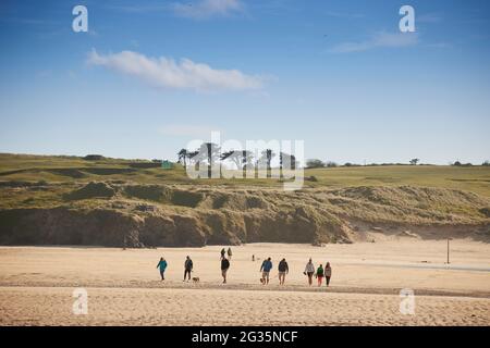 Cornish tourist destination Hayle, in St Ives Bay, Cornwall, England, Hayle Beach Stock Photo