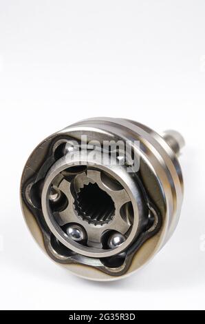 Drive shaft joint on white background. New Constant velocity joints. Constant velocity joints provide torque transfer at angles of rotation relative t Stock Photo