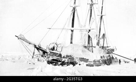 expedition, polar expedition, Fram expedition 1893 - 1896, 'Fram' freed from ice, late March 1895, ADDITIONAL-RIGHTS-CLEARANCE-INFO-NOT-AVAILABLE Stock Photo
