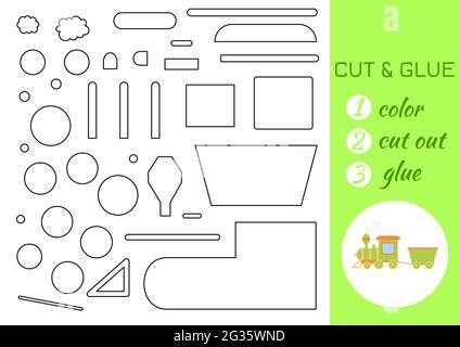 Kids toy train simple coloring page graphic isolated on white ...