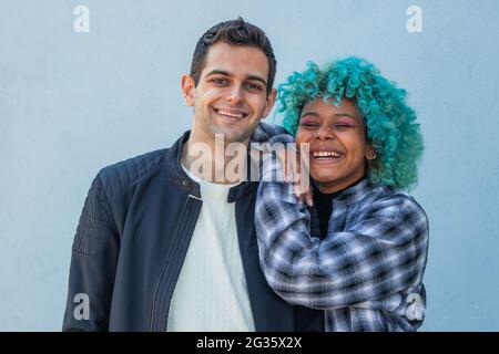 portrait of multiethnic couple smiling Stock Photo