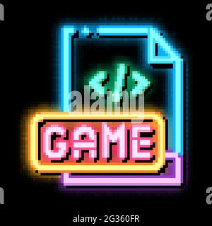 game development binary code neon glow icon illustration Stock Vector ...