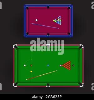 Billiard tables American Snooker dark background Stock Vector