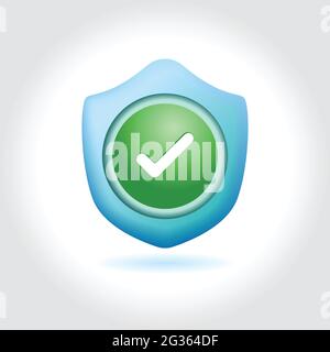 checked inside shield. for strong protection concept. vector illustration Stock Vector