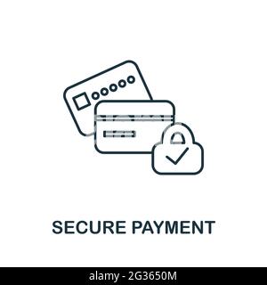 secure checkout icon Black line art vector in black and white outline ...