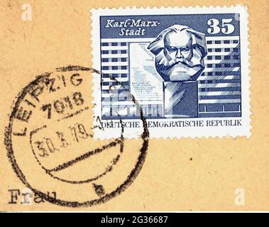 mail, postage stamps, Germany, German mail (GDR), 35 pfennig postage stamp, ADDITIONAL-RIGHTS-CLEARANCE-INFO-NOT-AVAILABLE Stock Photo