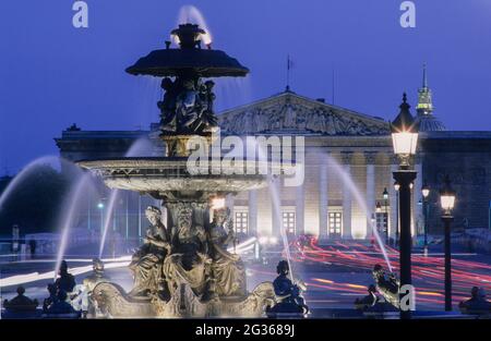 FRANCE PARIS (75) 7TH ARR, FOUNTAIN SQUARE OF THE CONCORDE AND NATIONAL ASSEMBLY Stock Photo