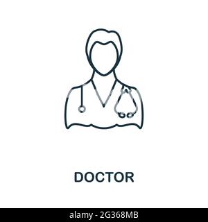 Doctor line icon. Thin style element from medicine icons collection. Outline doctor icon Stock Vector