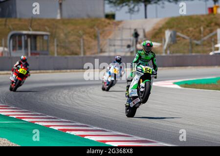 Montmelo, Barcelona, Spain. 13th June, 2021. Fermin Aldeguer from Spain, rider of Boscoscuro Talent Team-Ciatti with Boscoscuro during the Moto 2 race of FIM CEV Repsol Barcelona in Circuit Barcelona-Catalunya. Credit: David Ramirez/DAX/ZUMA Wire/Alamy Live News Stock Photo