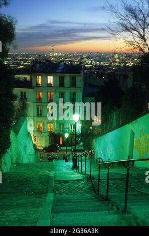 FRANCE PARIS (75) 18TH DISTRICT, STEPS FROM MONTMARTRE, GENERAL VIEW OF PARIS AND THE MONTPARNASSE TOWER Stock Photo