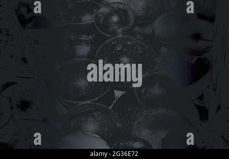 Luxury black metal gradient background with distressed glossy plastic spheres, balls. Vector illustration Stock Vector