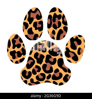 Dog paw with leopard texture - Handwritten Vector paw shape silhuette. Good for logo, tattoo design, t shirt, gift, mug. Pet lovers. Stock Vector