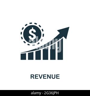 Revenue icon. Simple creative element. Filled monochrome Revenue icon for templates, infographics and banners Stock Vector