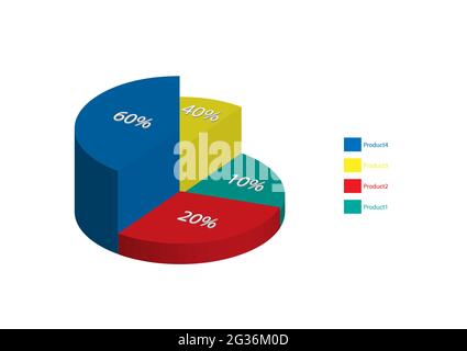 infographics and charts pie 3d for business presentation vector illustration Stock Vector