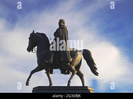 Equestrian statue for King Frederick William III of Prussia on Heumarkt square, Germany, North Rhine-Westphalia, Cologne Stock Photo