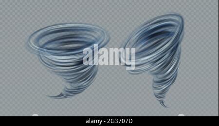 Realistic vector tornado swirl isolated on gray background. Real transparency effect. Vector illustration Stock Vector