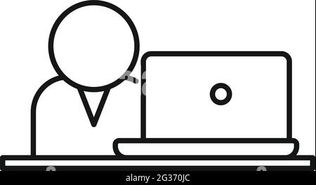 Manager online meeting icon, outline style Stock Vector
