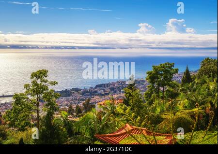 View over the city of Funchal from Monte Palace Gardens in Madeira, Portugal Stock Photo