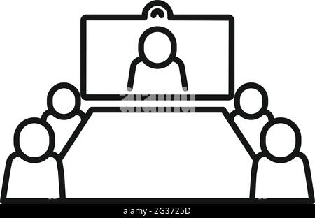 Table online meeting icon, outline style Stock Vector