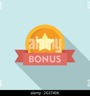 Bonus coin icon, flat style Stock Vector