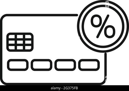 Credit card percent bonus icon, outline style Stock Vector