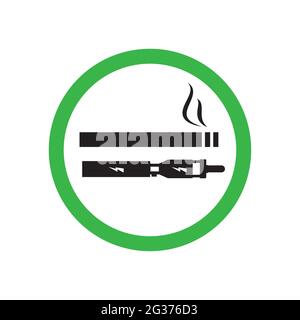 Allowed smoking, allowed vaping sign. Smoking area zone. Vector sticker Stock Vector