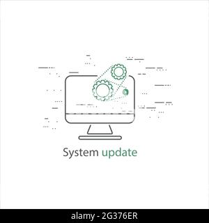 Desktop computer, laptop with update screen. Stock Vector
