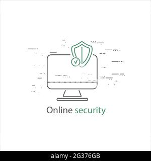 Online security thin flat design Stock Vector