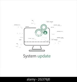 Desktop computer, laptop with update screen. Stock Vector