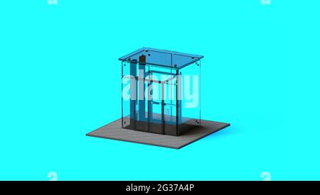 Glass elevator in 3d style isolated on white background. Subway lift. Impaired people. Futuristic technology. Stylish illustration design. 3D rendered Stock Photo