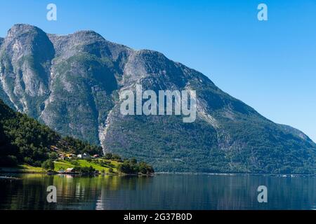 Water reflcting in Eidfjord, Vestland, Norway Stock Photo