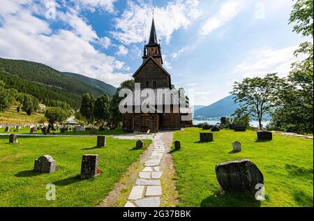 Kaupanger Stave Church, Kaupanger, Vestland, Norway Stock Photo