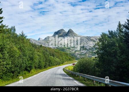 Rugged coastline along the Kystriksveien Coastal Road, Norway Stock Photo