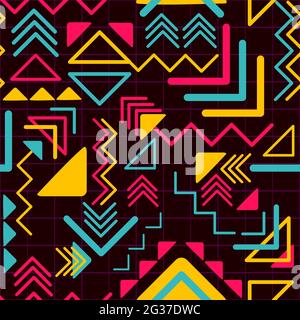 Vector art of a seamless pattern with aztec and bohemian motifs. Web and digital geometric artwork with boho elements. Mayan repetitive background Stock Vector