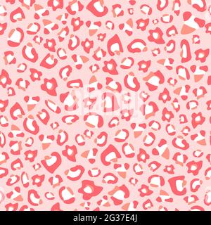 Pink seamless pattern with tiger or leopard texture. Repetitive background with jaguar animal print. Luxurious material with coat and fur of cheetah, Stock Vector