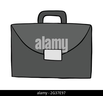 Cartoon vector illustration of briefcase. Colored and black outlines. Stock Vector